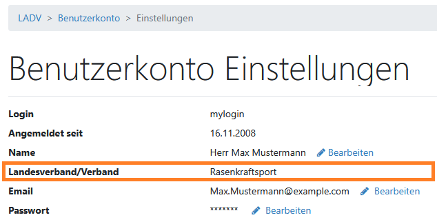 Benutzerkonto für den Rasenkraftsport